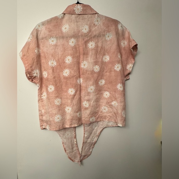 100% Linen| Dusty Rose with daisies| Front tie|CHARLIE B| US S - Picture 4 of 9